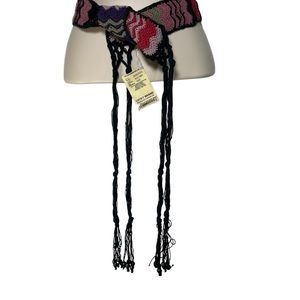 Lucky brand Boho woven tie on belt beaded macramé
